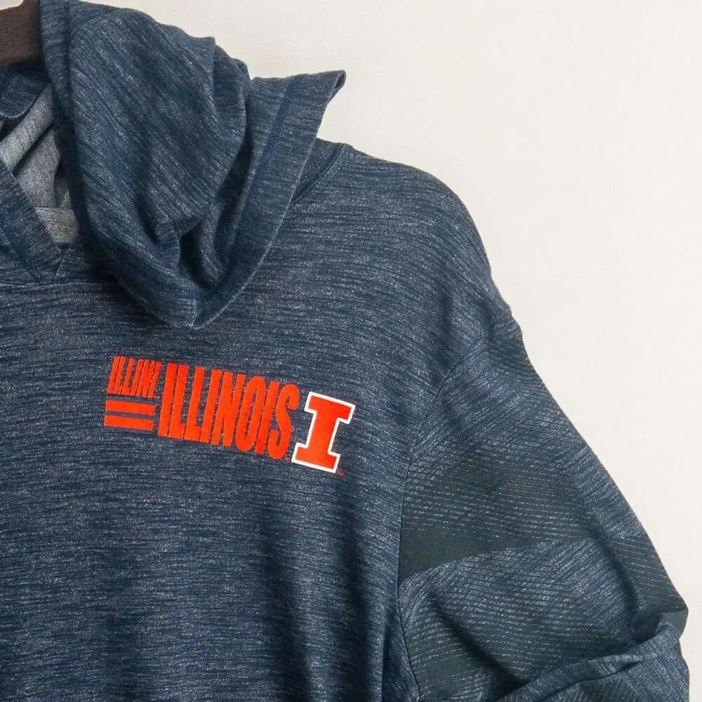 Nike Illinois Illini Hooded Tee Men’s Small Blue Dri-FIT Athletic Classic Logo